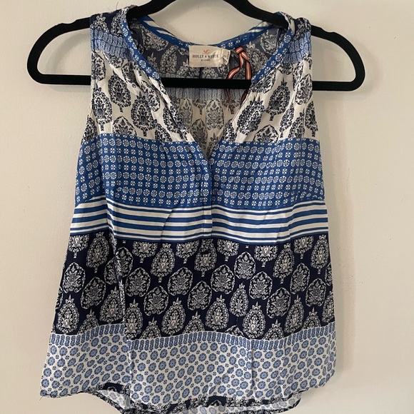Holly & Whyte Sleeveless Blue Blouse (UK brand) Measurements in photos! Size M - Picture 1 of 6